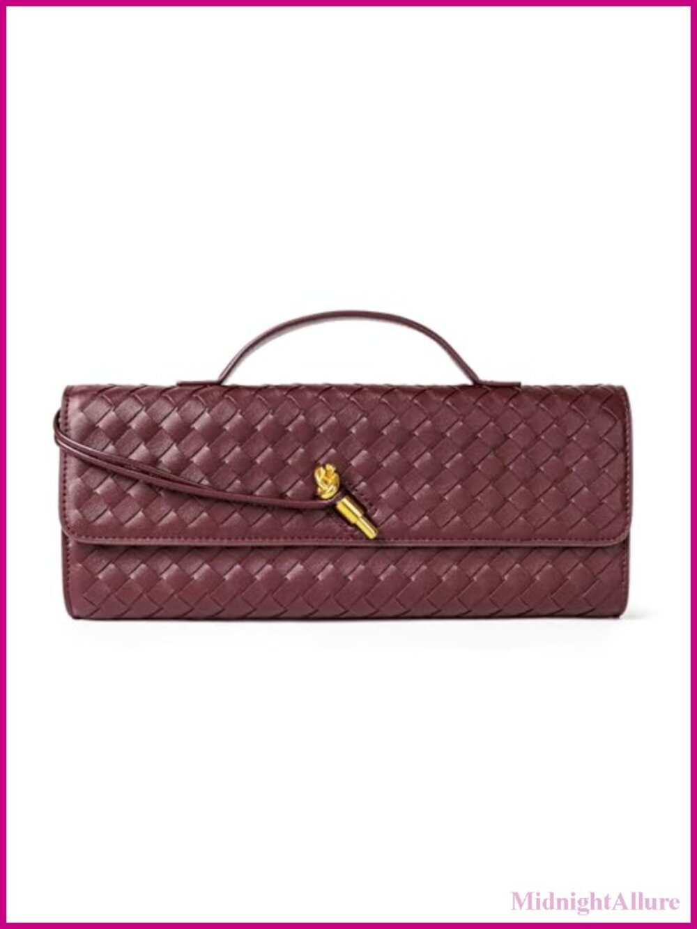 Woven Vegan Leather Evening Clutch Crossbody Purse